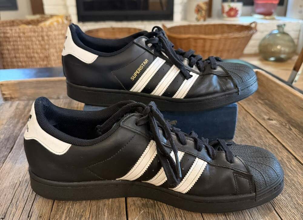 Adidas Superstar EG4959 Men’s 12 Black White Leather Shell Toe Sneakers